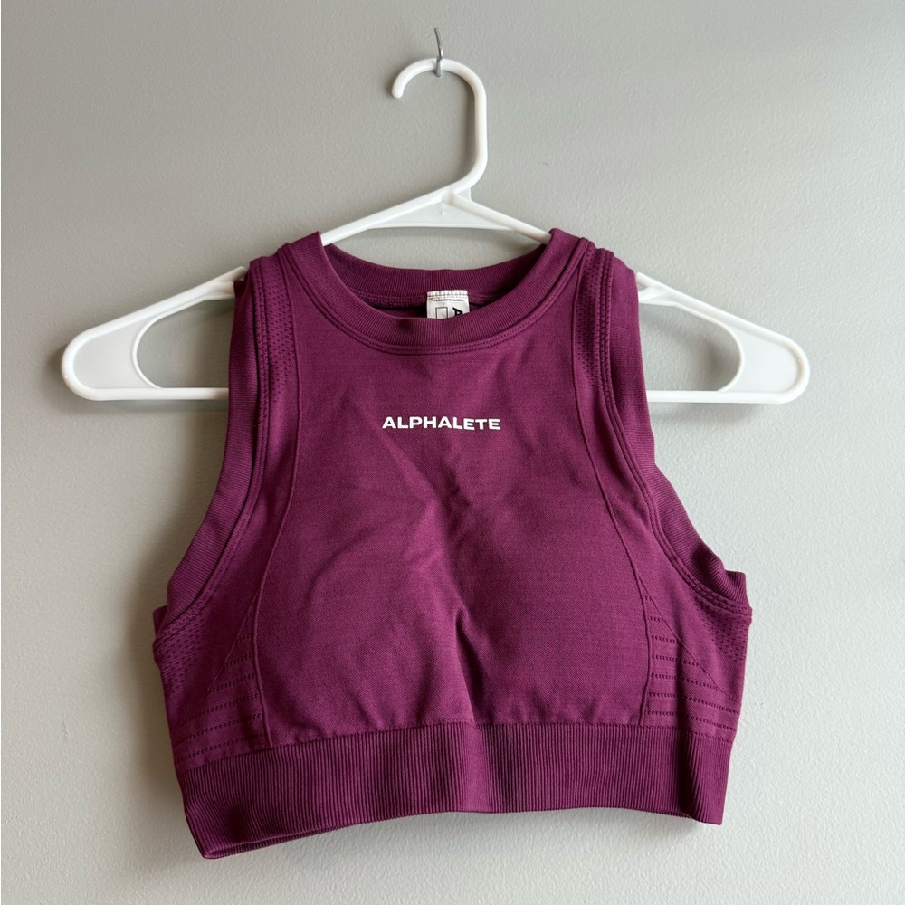 Alphalete Berry Purple Fitted Crop Tank Top